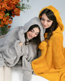 پتو تن پوش فری سایز رنگ طوسی و زرد - فروشگاه ماه و برگ