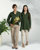 شومیز لینن ساده با لبه های چیندار کد ۲۹۲