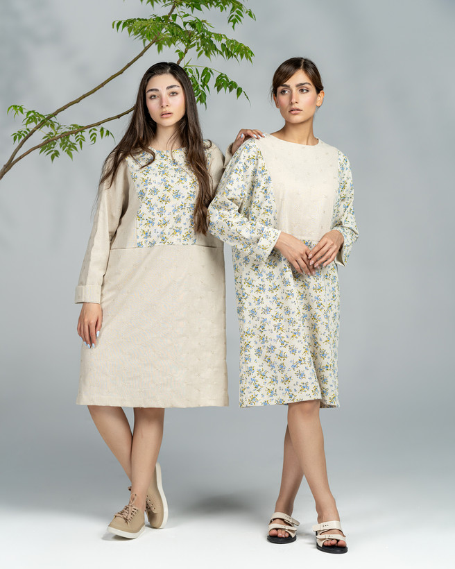 تونیک بلند لینن رنگ کرم کد ۲۹۳