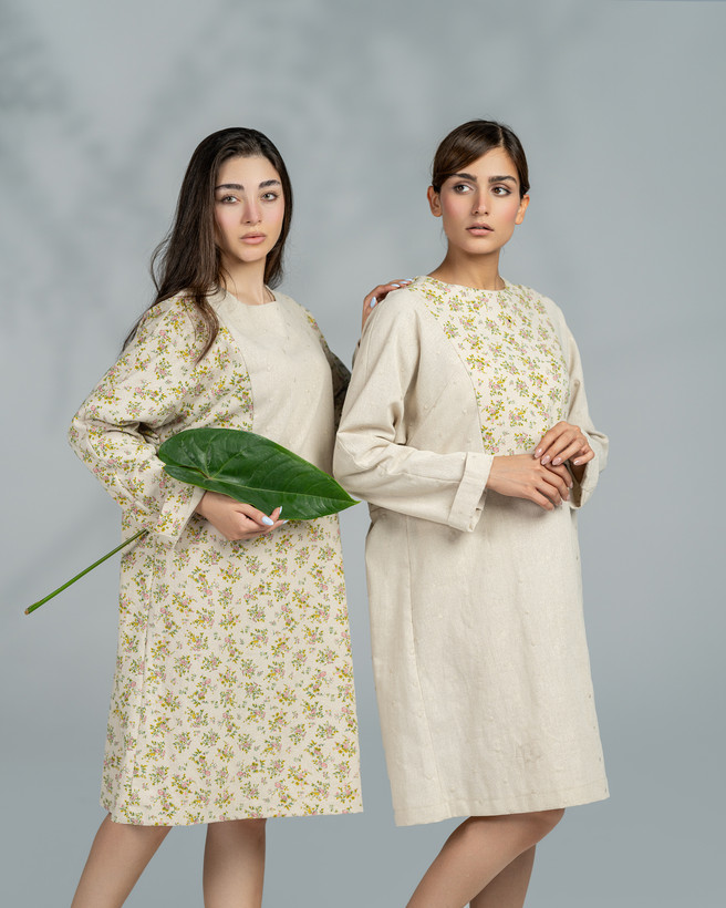 تونیک بلند لینن رنگ کرم کد ۲۹۳