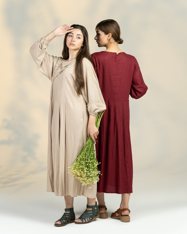 پیراهن بلند زنانه جنس لینن کد ۲۸۶