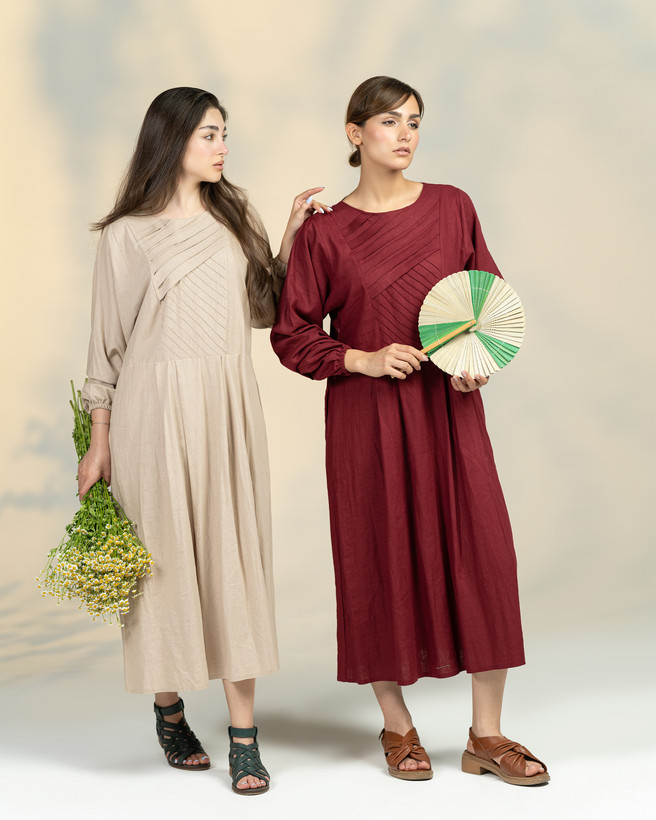 پیراهن بلند زنانه جنس لینن کد ۲۸۶