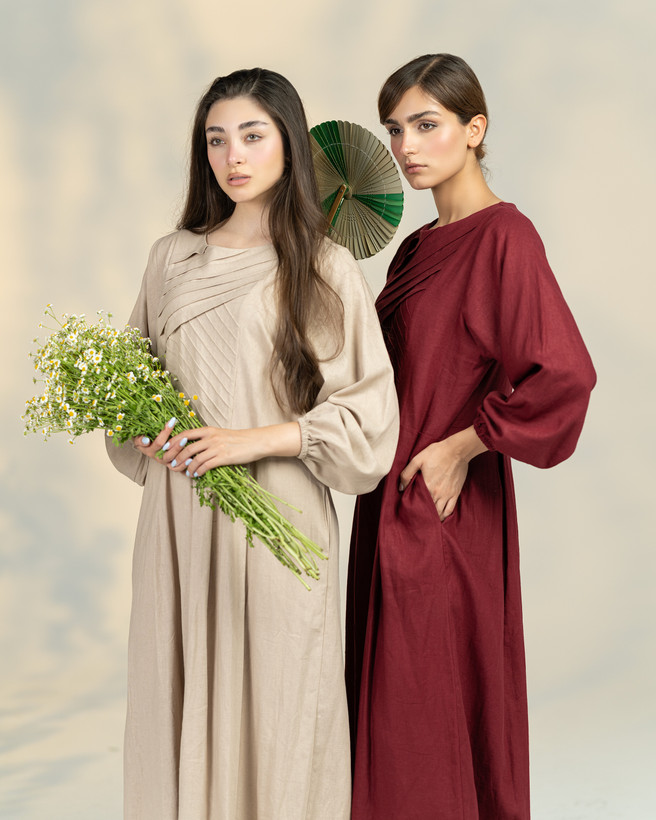 پیراهن بلند زنانه جنس لینن کد ۲۸۶